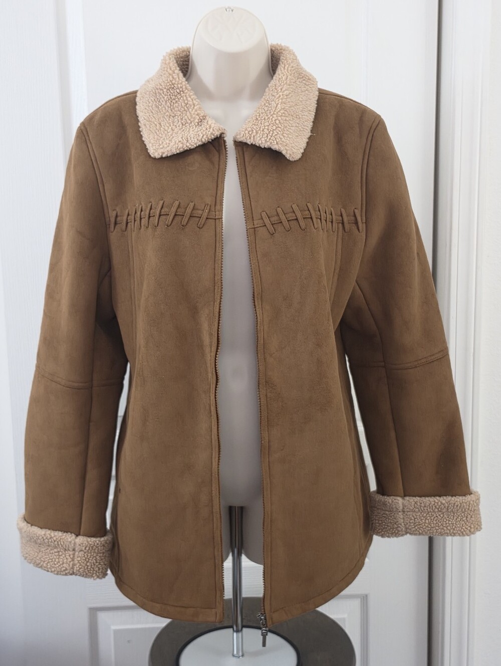 Vintage Sears Canada Jessica | Faux Suede and Sherpa Aviator Penny Lane Tan Coat